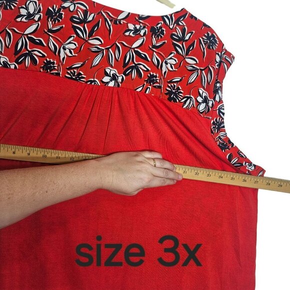 Zac & Rachel Womans Reddish Orange Floral Print Blouse Top Flowy Loose Fit - Picture 9 of 12